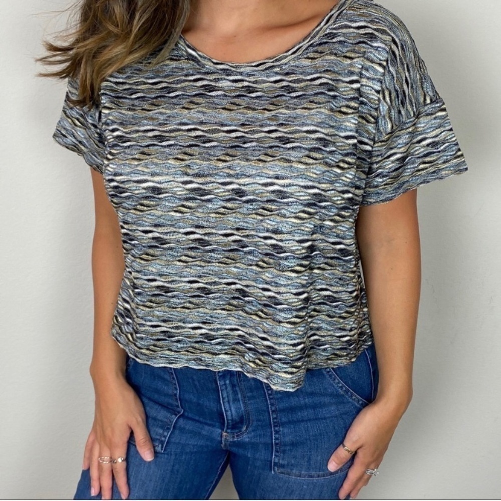 Free People Patterned Top Scoop Neck Size M